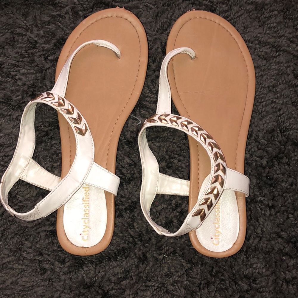 white sandals